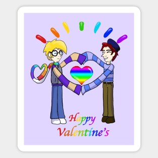 Valentine's day Lovers in Stripes (rainbow) Magnet